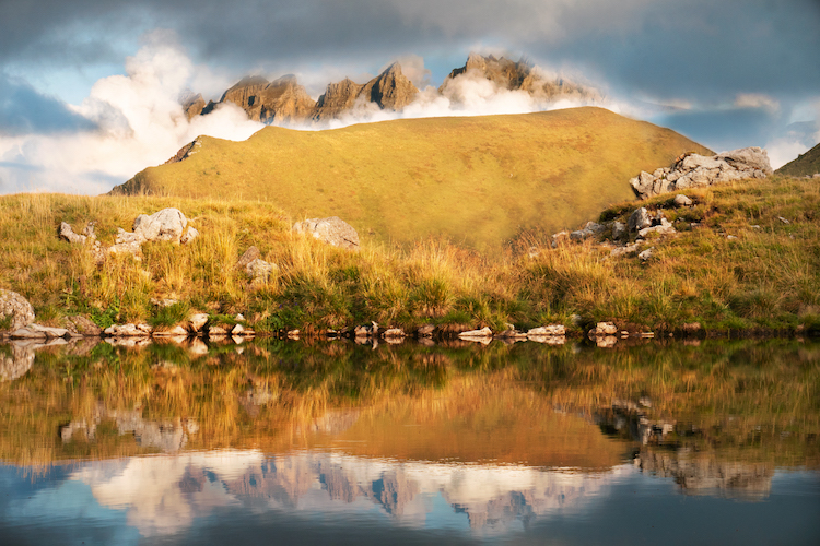 Cloudy Dents du Midi reflection - photo artwork - Nina Clare Photography